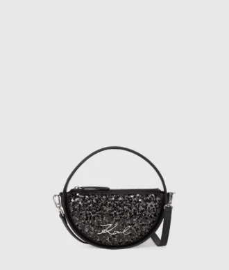 K/Signature rund crossbody-väska med paljetter