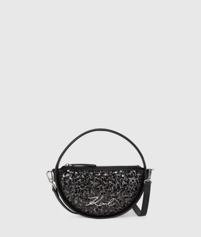 K/Signature rund crossbody-väska med paljetter K/Signature rund crossbody-väska med paljetter