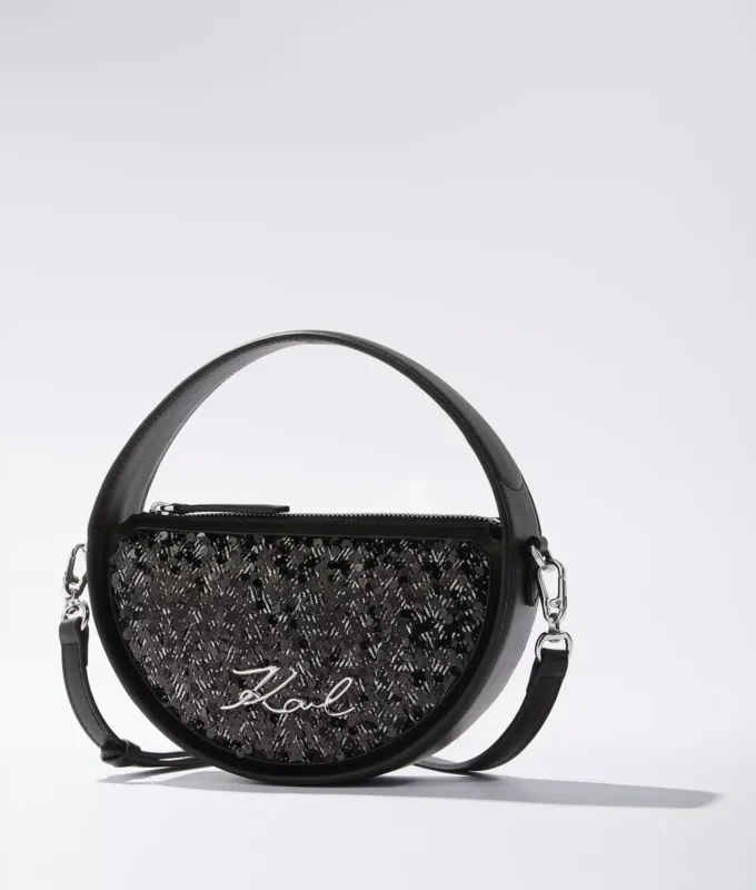 K/Signature rund crossbody-väska med paljetter K/Signature rund crossbody-väska med paljetter