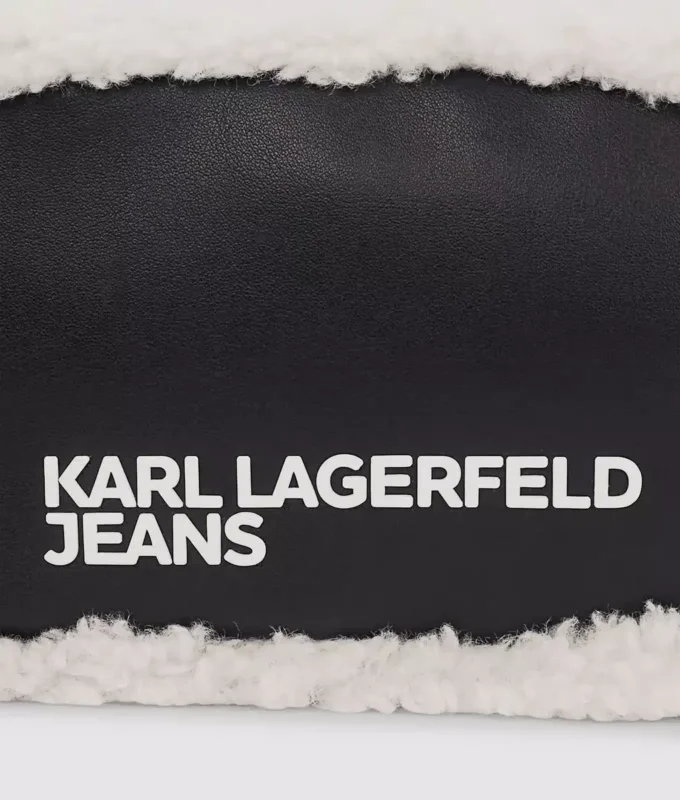 Kamera-väska i shearling med axelrem