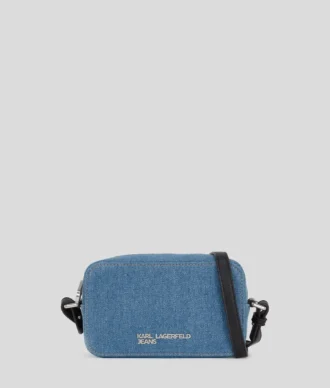KAMERAVÄSKA I DENIM MED METALLLOGOTYP