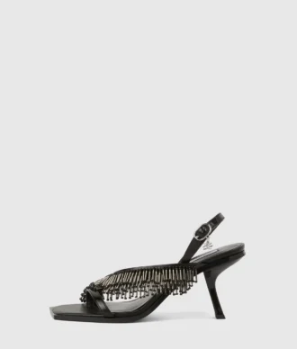 Karmel slingbacks med fransar