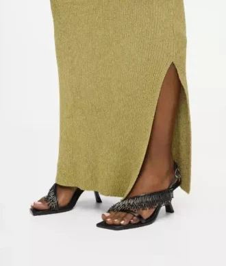 Karmel slingbacks med fransar
