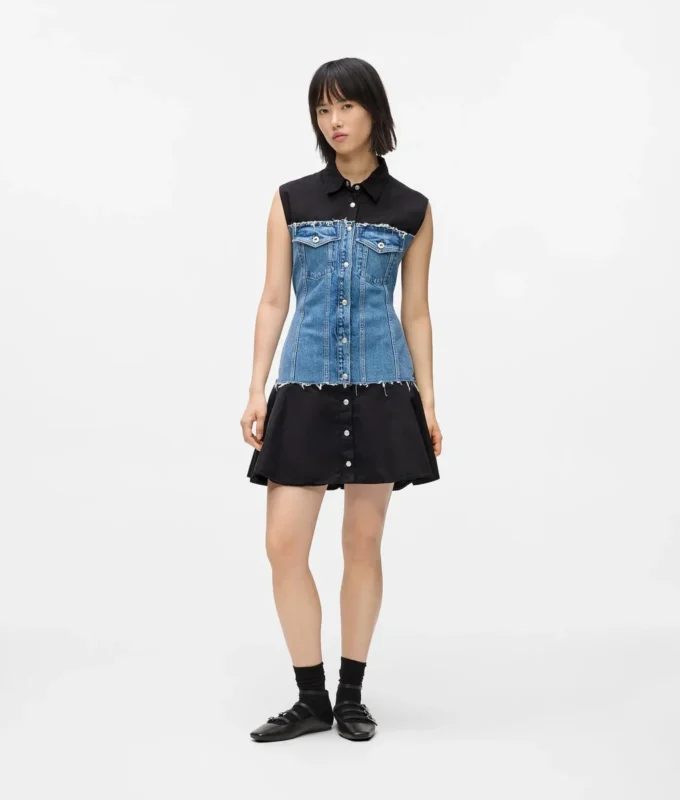 Klänning med denimöverdel Klänning med denimöverdel