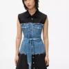 Klänning med denimöverdel Klänning med denimöverdel