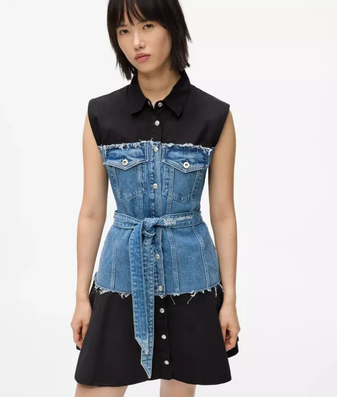 Klänning med denimöverdel Klänning med denimöverdel