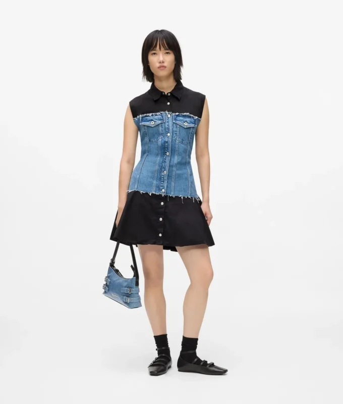 Klänning med denimöverdel Klänning med denimöverdel