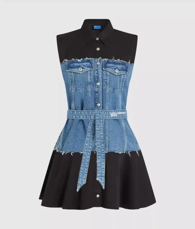 Klänning med denimöverdel Klänning med denimöverdel