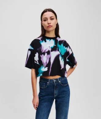 KROPPSTRYCK T-SHIRT MED BLOMMÖMTAL
