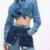 Lager på lager-jeans med hög midja och rak passform Lager på lager-jeans med hög midja och rak passform