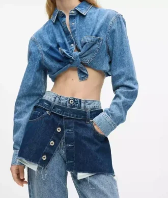 Lager på lager-jeans med hög midja och rak passform Lager på lager-jeans med hög midja och rak passform