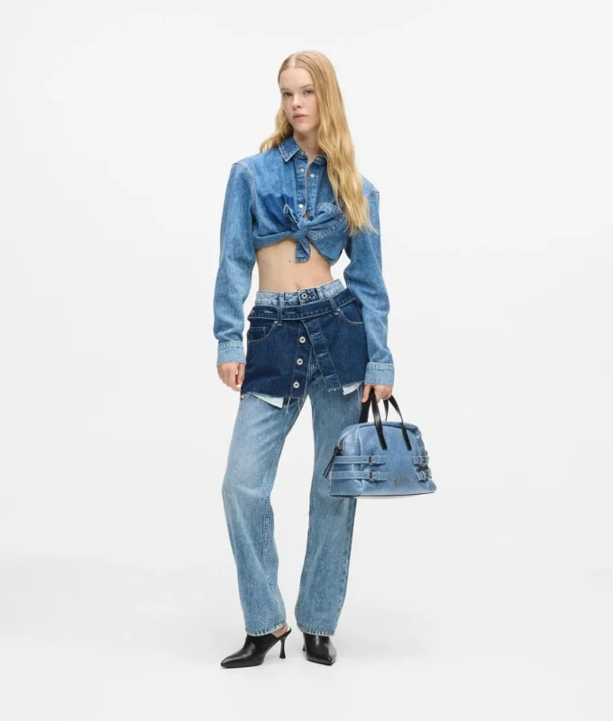 Lager på lager-jeans med hög midja och rak passform Lager på lager-jeans med hög midja och rak passform