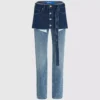 Lager på lager-jeans med hög midja och rak passform Lager på lager-jeans med hög midja och rak passform