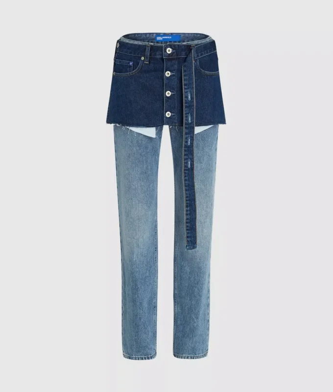 Lager på lager-jeans med hög midja och rak passform Lager på lager-jeans med hög midja och rak passform