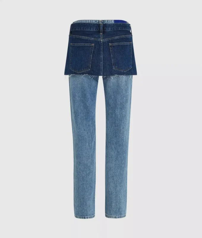 Lager på lager-jeans med hög midja och rak passform Lager på lager-jeans med hög midja och rak passform