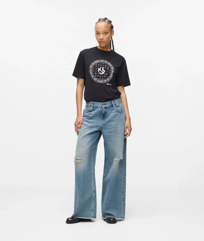 Lågmidjade jeans med vida ben