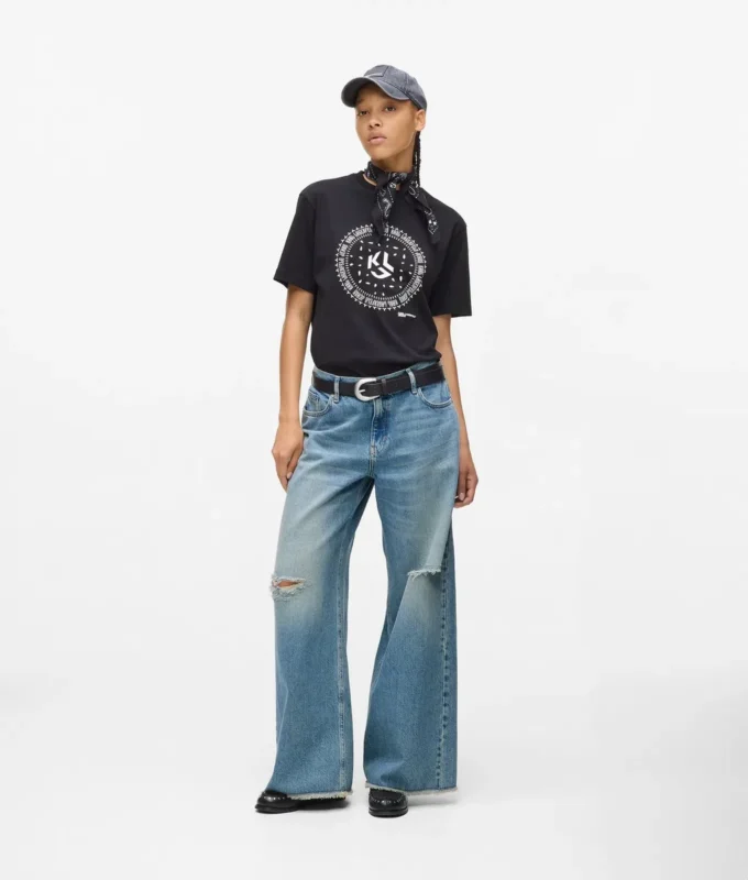 Lågmidjade jeans med vida ben