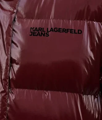 Lång pärlemorskimrande pufferjacka