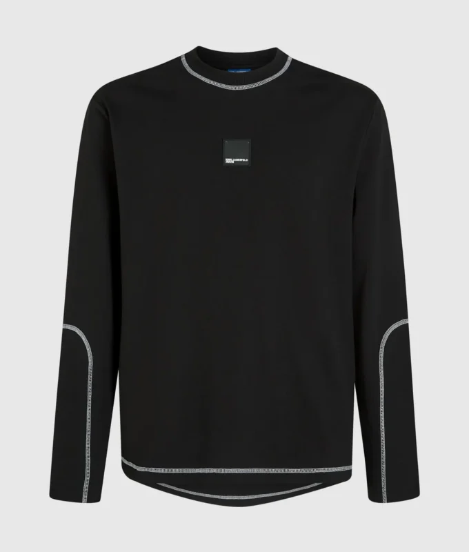 Långärmad T-shirt med kontrastsömmar Långärmad T-shirt med kontrastsömmar