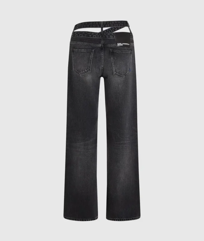 Löst sittande jeans med utskärning i midjan