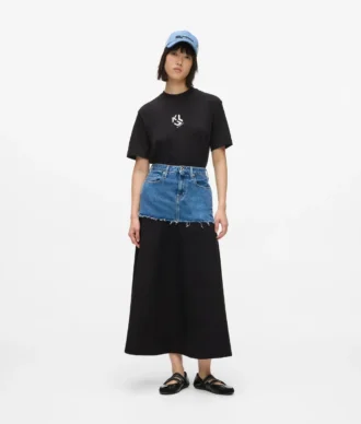 Maxikjol med denimpanel