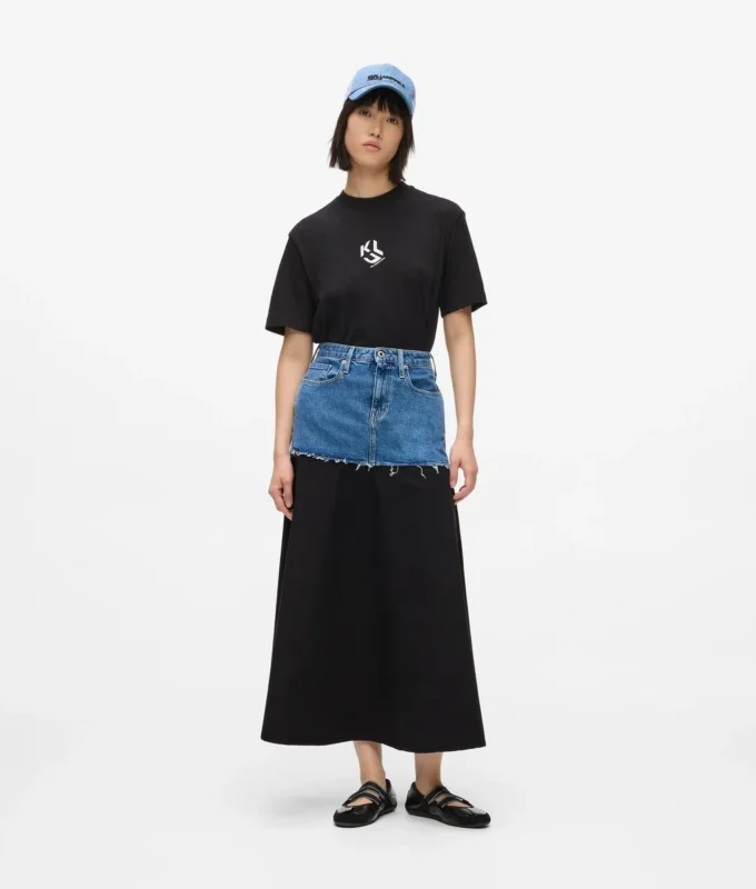 Maxikjol med denimpanel Maxikjol med denimpanel