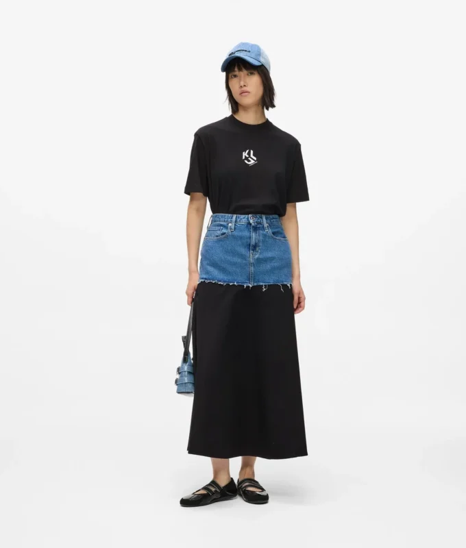 Maxikjol med denimpanel Maxikjol med denimpanel