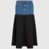 Maxikjol med denimpanel Maxikjol med denimpanel