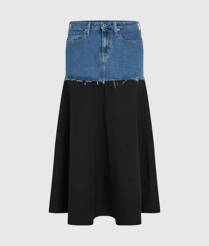 Maxikjol med denimpanel Maxikjol med denimpanel