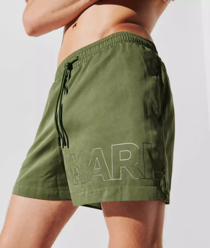 METALLIC LOGO SHORT-LENGTH BOARDSHORTS