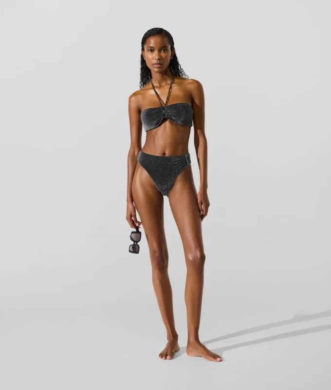 Metallisk bandeau-bikinitopp