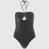 Metallisk halterneck-baddräkt