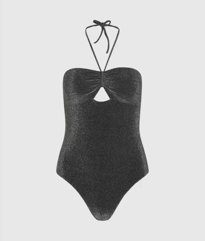Metallisk halterneck-baddräkt