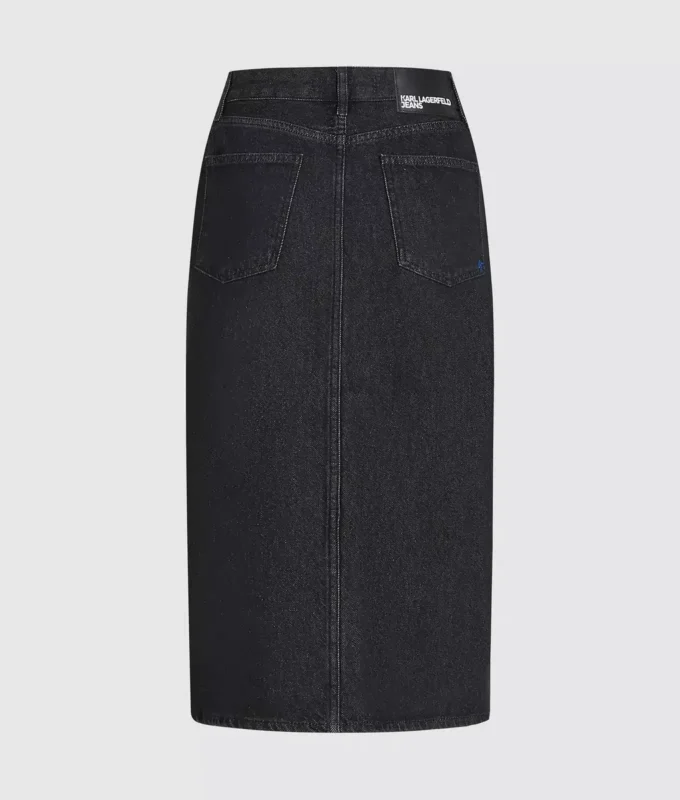 Midi-kjol i denim med snörning Midi-kjol i denim med snörning
