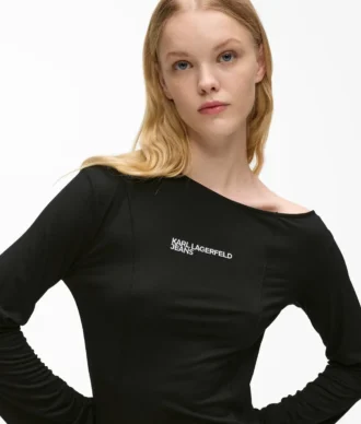 Off-shoulder-klänning med dragsko