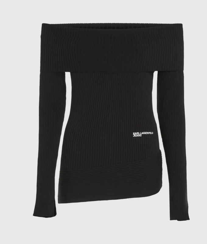 Off-shoulder stickad topp