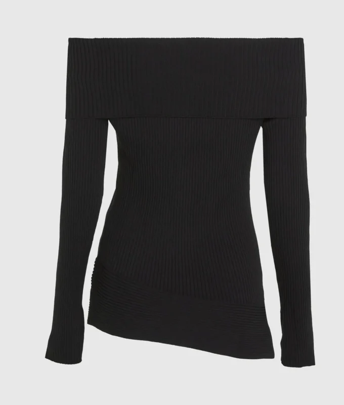 Off-shoulder stickad topp