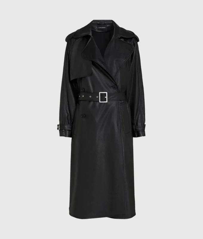Perforerad trenchcoat i konstläder Perforerad trenchcoat i konstläder