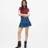 Plisserad minikjol i denim