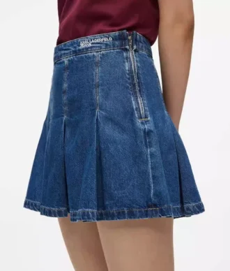 Plisserad minikjol i denim