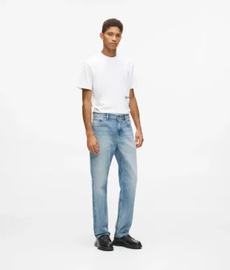 Raka jeans med borttagna fickor