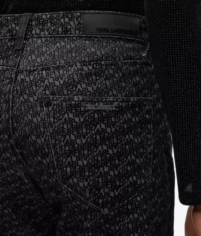 Raka jeans med heltäckande tryck