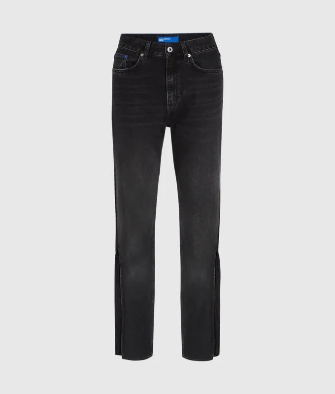 Raka jeans med hög midja och slitsade ben Raka jeans med hög midja och slitsade ben