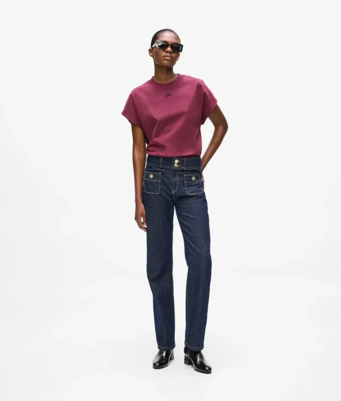 Raka jeans med knappdetaljer Raka jeans med knappdetaljer