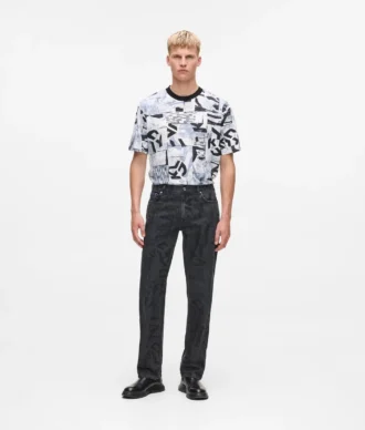 Raka jeans med monogram över hela ytan Raka jeans med monogram över hela ytan