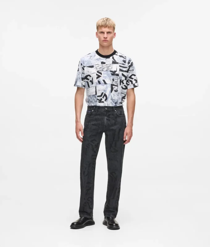 Raka jeans med monogram över hela ytan Raka jeans med monogram över hela ytan