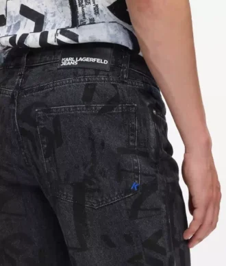 Raka jeans med monogram över hela ytan Raka jeans med monogram över hela ytan