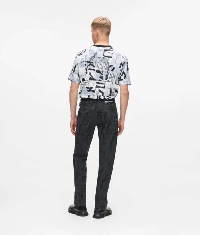 Raka jeans med monogram över hela ytan Raka jeans med monogram över hela ytan