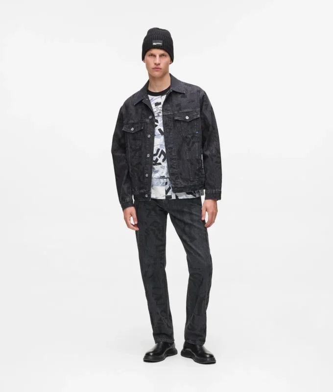 Raka jeans med monogram över hela ytan Raka jeans med monogram över hela ytan