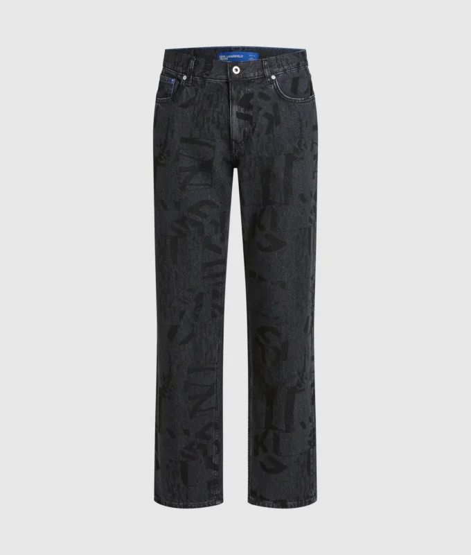 Raka jeans med monogram över hela ytan Raka jeans med monogram över hela ytan